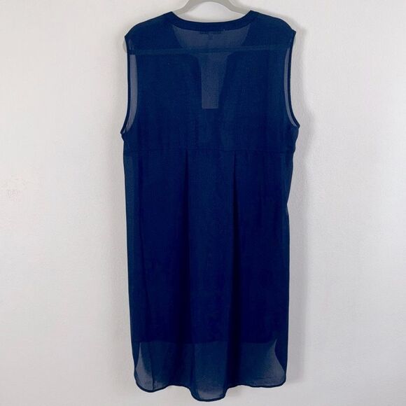 NWT Daniel Rainn Boho Flowy Semi Sheer Sleeveless V-Neck Dress Blue Plus Sz 1X - Picture 6 of 9
